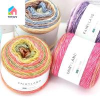 TRYJUV เส้นด้ายขนสีรุ้ง100กรัมผ้าทอมือหลายด้ายมีสีด้ายมัดรวมแฟนซีไล่ระดับสีใส่สบายเสื้อกันหนาวไหมพรมเค้ก