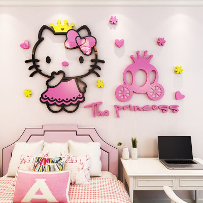 Cartoon Kitty Girl Bedroom Bedside Background Wall Sticker 3D Acrylic Self-adhesive Wall Sticker