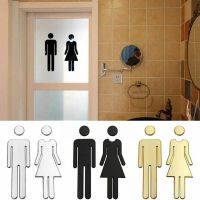 1 pair Toilet Sign Woman Man WC Logo Self-Adhesive Removable Wall Restaurant Hotel Sign Label Bathroom Decor Toilet Sticker Door