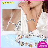 JIYAN2866 2PCS โซ่เชือกปรับได้ สร้อยข้อมือคริสตัลหลากสี คริสตัลคริสตัลคริสตัล หรูหราสุดหรู สร้อยข้อมือแสงเหนือ แฟชั่นสำหรับผู้หญิง ละเอียดอ่อนและละเอียดอ่อน ห่วงโซ่ข้อมือ สาวๆ