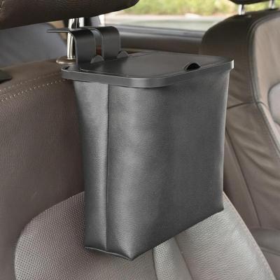 Hanging Car Trash Can Car Storage Organizer Waterproof Foldable Car Trash Bag With Hooks Auto Interior Accessories