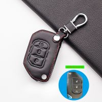 ✙ 3 Button Leather Case Cover Holder Bag for Jeep 2018 2019 Wrangler JL JLU Remote Key Fob Car Interior Accessories