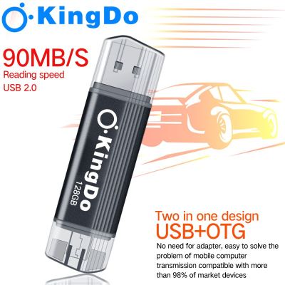 🤩โปรเดือนนี้ USB Kingdo ใหม่ USB แฟลชไดรฟ์ 128GB Memory Stick สำหรับศัพท์ Pendrive โลหะดิสก์ U OTG ราคาถูก