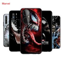 【 Hot 】ซิลิโคนสีดำ Villain Marvel Venom สำหรับ Huawei P50 P40 P30 P20 Pro P10 P9 P8 Lite E Plus 2019โทรศัพท์กรณี