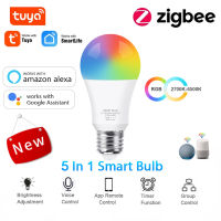 18W E27 Tuya ZigBee Smart Light Dimmable Lamp 85-265V RGB WW CW LED Lights Bulb Voice Control Works with Alexa Smart Life