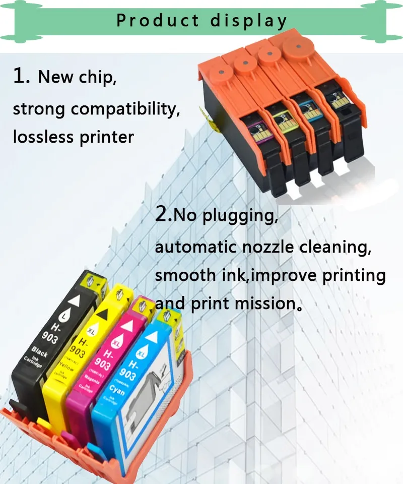 903XL Ink Cartridges,Compatible for HP 903 BK CMY Ink Cartridges,Work for  HP OfficeJet 6950 6960 6961 6963 6964 6965 6966 6968 6970 6971 6974 6975