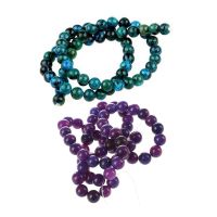 2 Pcs Beads: 1 Pcs Gemstone Chrysocolla Stone Round 6Mm Beads &amp; 1 Pcs Sugilite Gemstone Round Beads 6Mm Purple