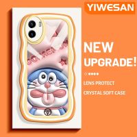 YIWESAN เคสสำหรับ VIVO Y15s Y15a Y01ลายการ์ตูนดาวสีชมพูรูปโดราเอมอนขอบคลื่นเคสมือถือกันกระแทกแบบใสนิ่มเคสโปร่งใสลายกล้องถ่ายรูปฝาครอบป้องกันซิลิกาเจล