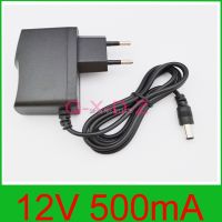 2023 1ชิ้น DC 12V 500mA 0.5A AC 100-240V อะแดปเตอร์แปลงแหล่งจ่ายไฟ EU ปลั๊ก5.5มม. X 2.1มม.