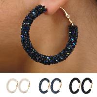 Sparkle Hoop Earrings For Women Punk Rock Big Crystal Black White Color Personality Retro Exaggeration Fashion Jewelry KAE157