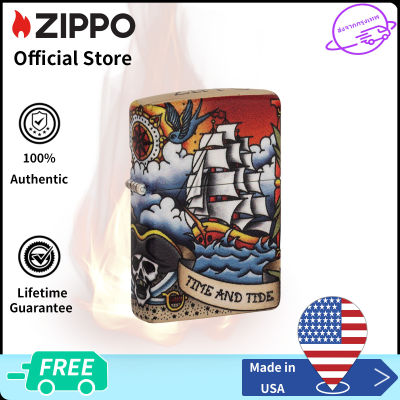 Zippo Nautical Tattoo Design Windproof Pocket Lighter | Zippo 49532 ( Lighter Without Fuel Inside )การออกแบบรอยสักทะเล（ไฟแช็กไม่มีเชื้อเพลิงภายใน）