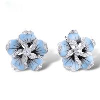 【YF】✓  Enamel Colored Earrings Flowers Inlaid With Rhinestones Stud Earring Wedding Jewelry Classical