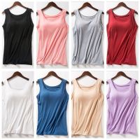 New Blouse Built In Bra Tank Tops Shirt Modal Underwear Plus Size Female T-shirt Camisole Womens Summer