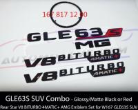 GLE63S SUV สำหรับ AMG V8 biturbo 4MATIC ด้านหลัง Star Emblem Black Combo Set สำหรับ V167