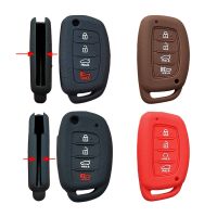 gthrrftdb Protector Skin Silicone Key Cover Case Holder For Hyundai ix35 SANTA FE Tucson Trim Solaris kona Accent ELANTRA Remote 4 Buttons