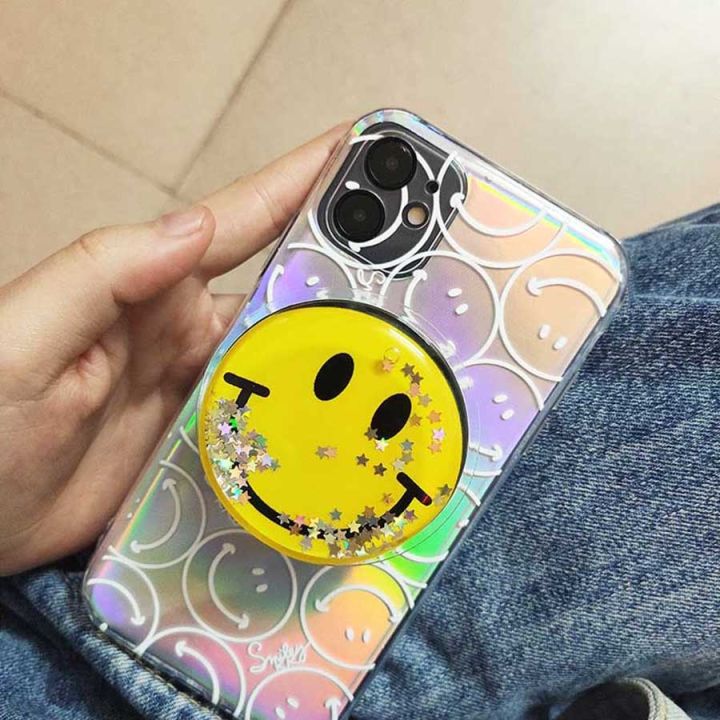 16-digits-3d-สุดหรู-quicksand-smile-stand-holder-เคสโทรศัพท์สำหรับ-iphone-12-pro-11-xr-xs-max-13-7-8-plus-ฝาครอบเลเซอร์โปร่งใสกลับ-capa