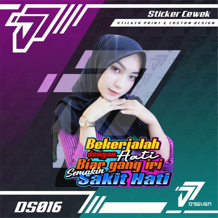 Stiker Foto Cewek Cantik Hijab Vector Custom Bisa Request Foto & Kata