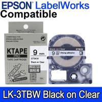 EPSON เทปพิมพ์ฉลาก เทียบเท่า LK-3TBW ( ST9KW / LC3TBW ) เคลือบ 9มมX 8เมตร ตัวอักษรดำ/บนพื้นใส สำหรับเครื่องพิมพ์ฉลาก ( Compatible Epson LK-3TBW 9mm Black on Clear Label Maker )