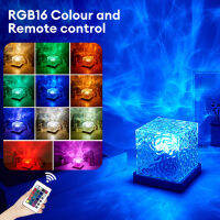 โคมไฟคริสตัลน้ำมีรสนิยมน้ำกระเพื่อม16 RGB สีสำหรับห้องนอนในร่มเครื่องฉายไฟกลางคืน