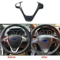 Car Carbon Fiber Steering Wheel Panel Cover Trim Frame Sticker for Ford Fiesta MK7 2009-2017 Ecosport 2012-2017