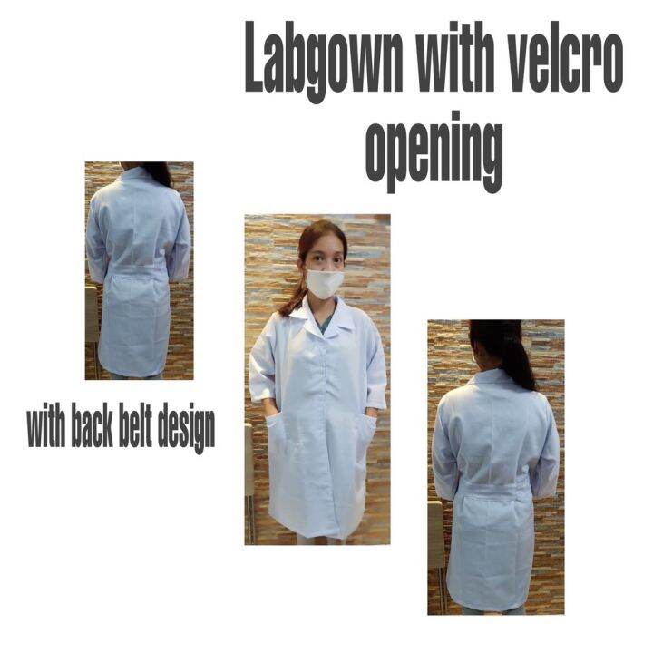 lab gown katrina fabric with pocket (3/4 and long sleeve) laboratory lab tech Lazada PH