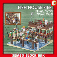 ชุดตัวต่อท่าเรือตกปลา ชุด Fish House Pier UrGe 30101 จำนวน 1402 ชิ้น