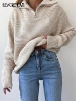 Turtleneck Knitted Women Sweater Zipper 2022 Autumn Winter Female Jumpers Tops Vintage Long Sleeve Casual Pullover Sweaters