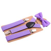 Bow tie set children 3 clip suspenders purple boys and girls kids pants suspenders Boys Clothing