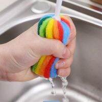 [HOT] 1 Pcs Rainbow Color Cup Cleaning Brush Kitchen Sponge Brush Household Brush Cleaner Dishwashing Glass Tool V5B7