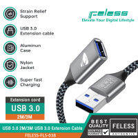 FELESS สายต่อ USB 3.0, 2M/3M USB 3.0 A Male to A Female Nylon Extension Lead High Speed ​​for Hard Drive, Scanner, Card Reader, Keyboard, Printer, Charging Cables