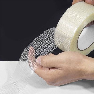 Transparent Duct Tape Filament Tape Bi Direction Grid Tape Heavy Duty Strong Packaging Parcel Box Sealing Packing Tape Adhesives  Tape