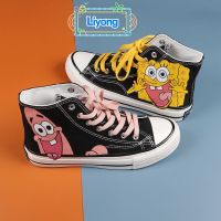 COD DSFGRTUTYIII 【 Ready Stock 】 2022 Spring New Spongebob Canvas Shoes Male Female Students Hand-Painted Sneakers Korean Version Hong Kong