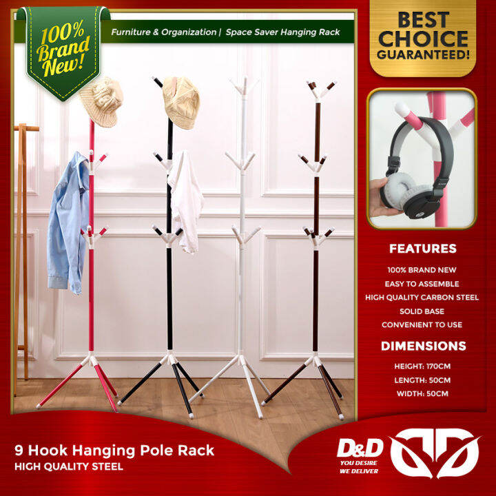 D&D 9 Hook Hanging Pole Rack High Quality Steel Lazada PH