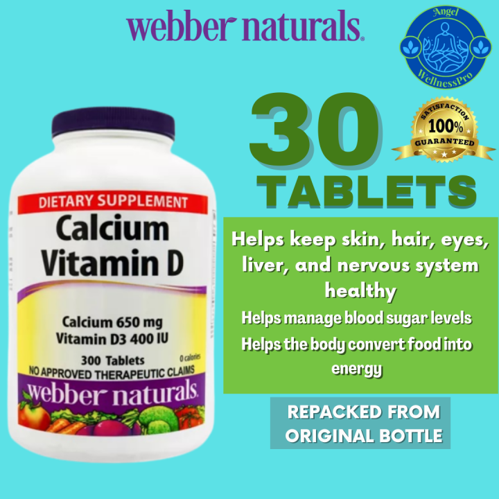 Webber Naturals Calcium 650mg Vitamin D3 400 IU 30 Tablets AUTHENTIC