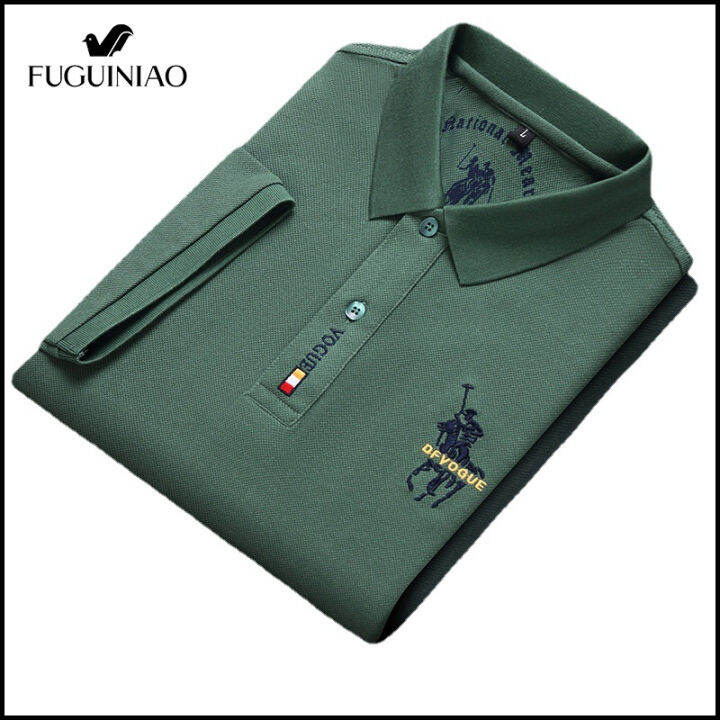 fuguiniao-คนใหม่เสื้อโปโลสำหรับบุรุษลำลองผ้าฝ้ายผู้ชายเสื้อยืดแขนสั้นเสื้อที่มีคุณภาพสูง