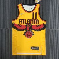 เสื้อกีฬาบาสเก็ตบอล ลายทีม Atlanta Hawks สีเหลือง 2023NBA J 2021/22