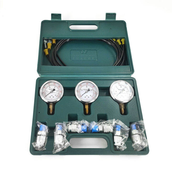 Hydraulic Pressure Gauge Kit Excavator Hydraulic Kit Pressure Meauring Device with 6 Test