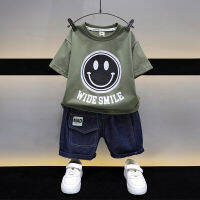 Boys Short-Sleeved Suit 2023 New Pure Cotton Summer Childrens Clothes Ruoshuai Two-Piece Suit Children Boys Trendy Cool