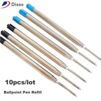 DISSO 10PCS/LOT 0.5mm ใหม่ สำนักงาน ลายเซ็น โลหะ ปากกาลูกลื่นแบบเติม หมึกสีน้ำเงิน/ดำ แกนกลางปลายปากกา