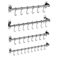 Wall Mounted Utensil Rack Stainless Steel Hanging Kitchen Rail with 6810 Removable Hooks Hanger Organizer