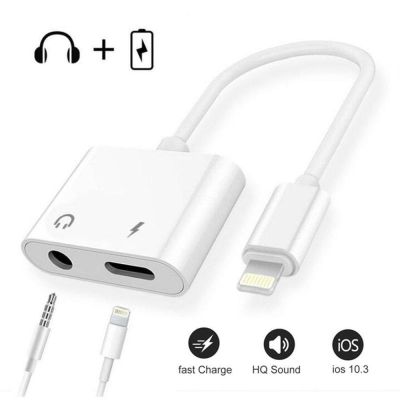 จาก Lightning ถึง 3.5mm Headphone Jack Adapter Aux Splitter 2 in 1 Audio and Charging Jack Connector for iPhone Accessories