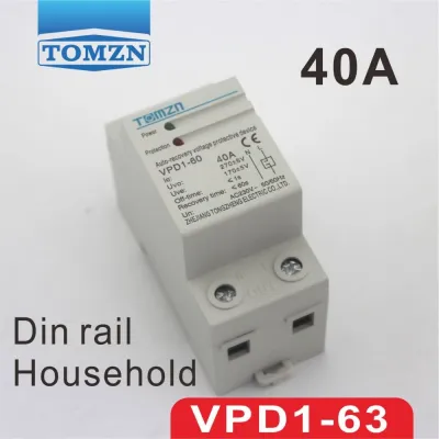ราง Din สำหรับใช้ในครัวเรือน40a 230V การฟื้นฟูอัตโนมัติเชื่อมต่อใหม่ทั้งมากกว่าแรงดันไฟฟ้าและใต้เครื่องปกป้องป้องกันอุปกรณ์แรงดันไฟฟ้า