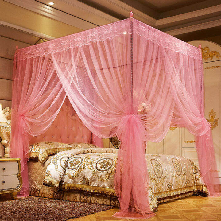 Post Bed Canopy Mosquito Repelling Net Romantic 4 Corner 180*200cm 3