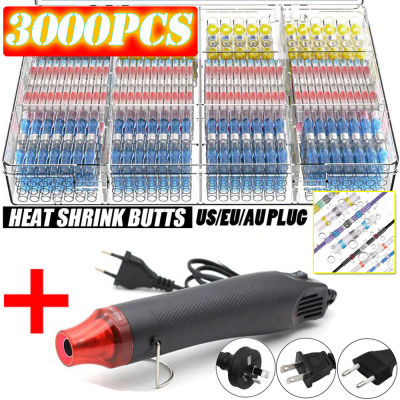 100/800PCS Solder Seal Wire Connectors Heat Shrink Solder Butt Connectors Kit ยานยนต์ Marine ฉนวน 300W Hot Air Gun-iewo9238