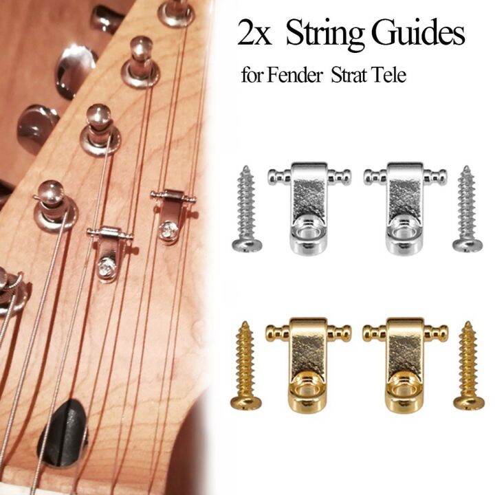 KAISH Set Of 2 Stainless Steel Barrel Guitar String Guides Stainless String Retainers String Trees With Two Short And Two Tall Spacers For Various Guitars Black