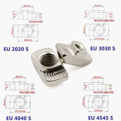 10pcs 50pcs 100pcs M3 M4 M5 M6 M8 T-nut T Nut Hammer Drop In Sliding Nut Fasten 2020 3030 4040 4545 EU Aluminum Extrusion Nails  Screws Fasteners