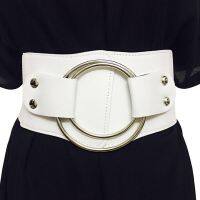 【cw】 LadyWide Waist Belts Stretchy Elastic Corset Waistband Hollow Metal Big O-ring Women 39;sForJacket ！