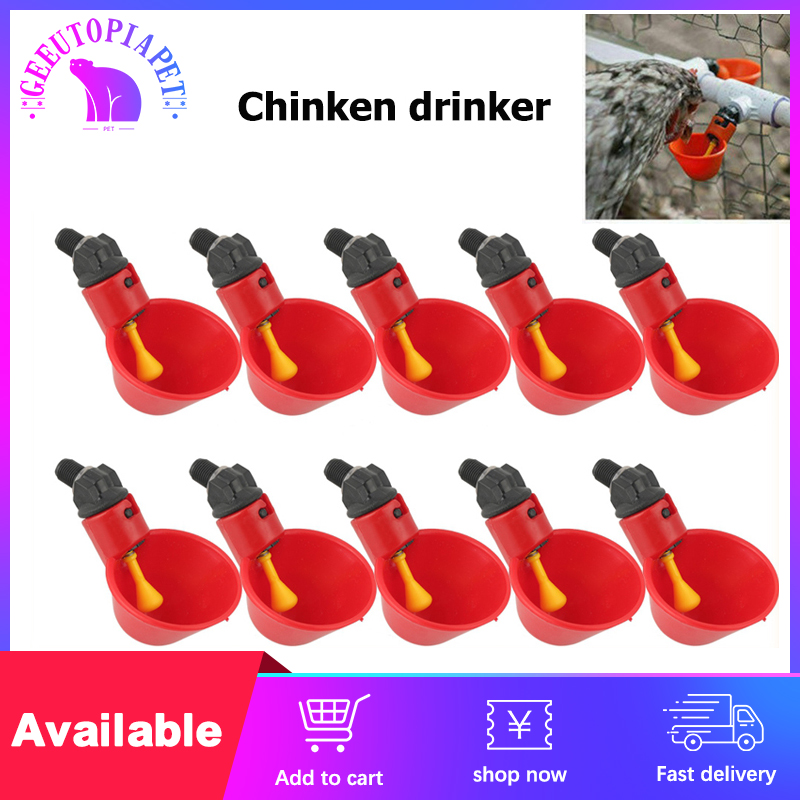 10Pcs Feed Automatic Poultry Chicken Water Drinking Cups Fowl Drinker 