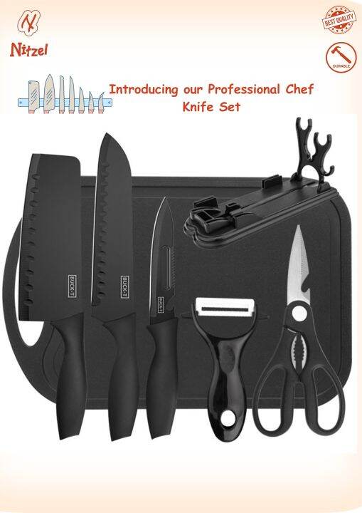 Professional Chef Knife Set 7pcs Black Stainless Steel Lazada PH