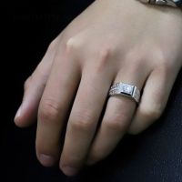 925 Silver Mens Big Diamond Ring Crystal Zircon Open Ring Wedding Ring Jewelry